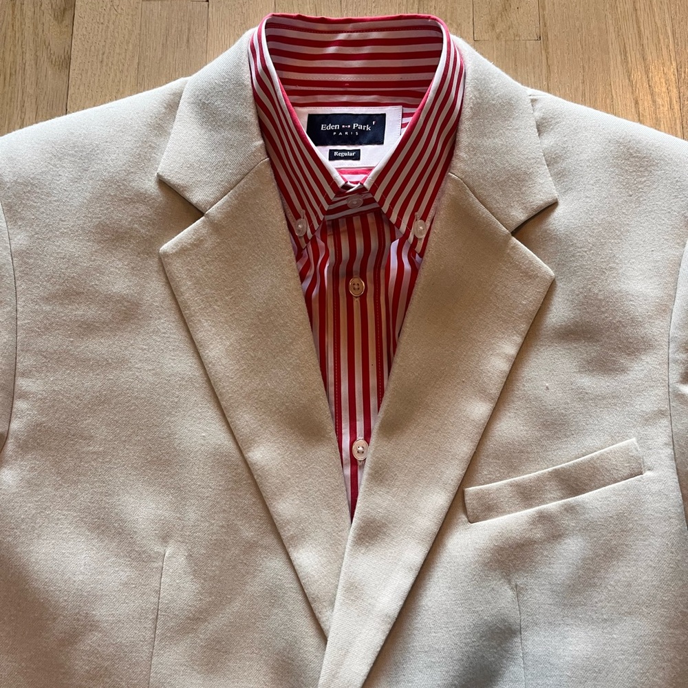 Eden Park Paris - Men's Red Striped Shirt - Medium / 16-16.5 shirt size